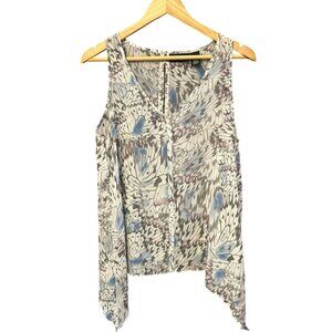 DKNY Jeans Women's Butterfly Print Sleeveless Blouse Medium Bohemian Fairycore